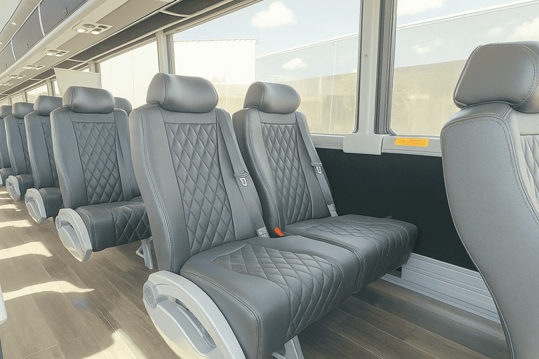 interior of Waterloo Charter Bus charter bus